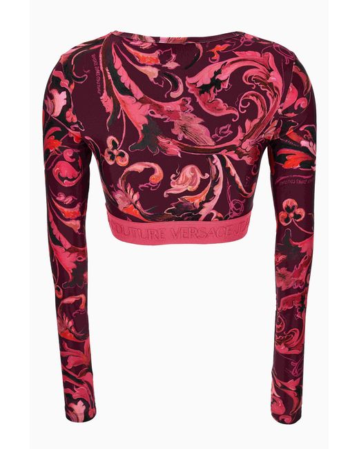 Versace Red Jeans Couture Top With Long Sleeves