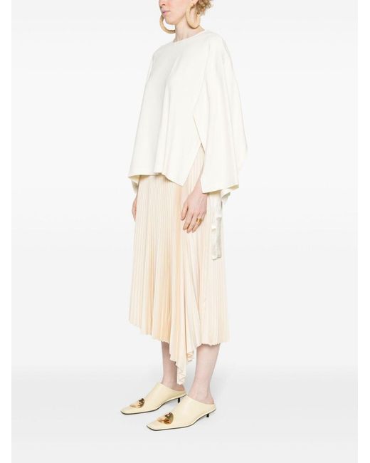 Erika Cavallini Semi Couture White Wide Open-Sleeves Blouse