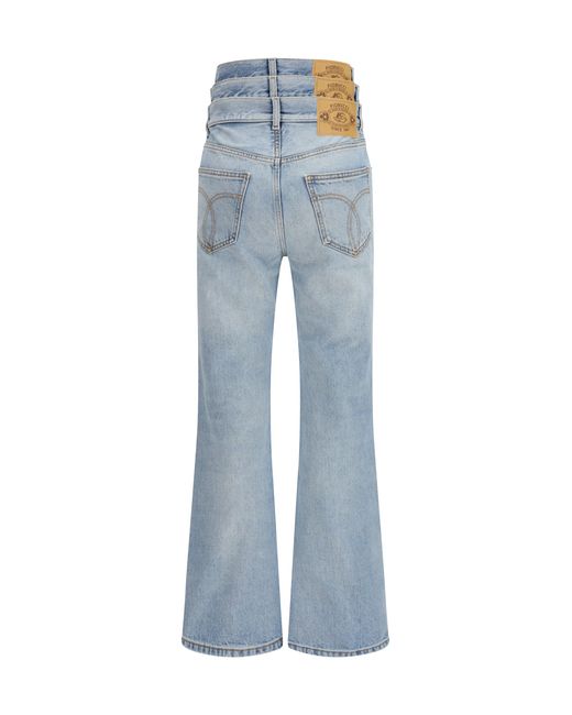 Fiorucci Blue Flared Jeans With Triple-Layer Waist Detail Cotton