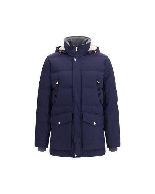 Brunello Cucinelli Blue Polyamide Parka for men