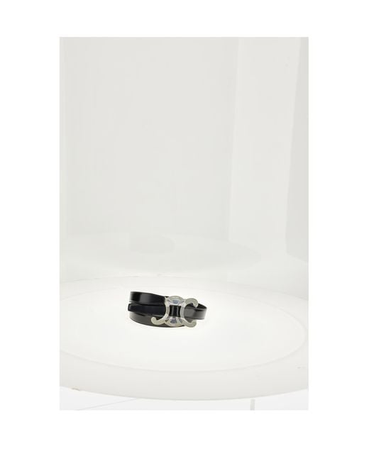 Céline White Belt Medium 25Mm Calf Leather