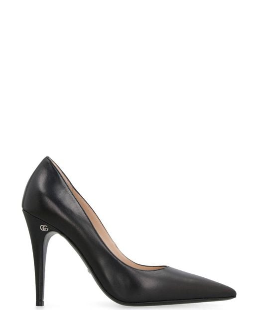 Gucci Brown Logo Detailed Pointed-Toe Pumps