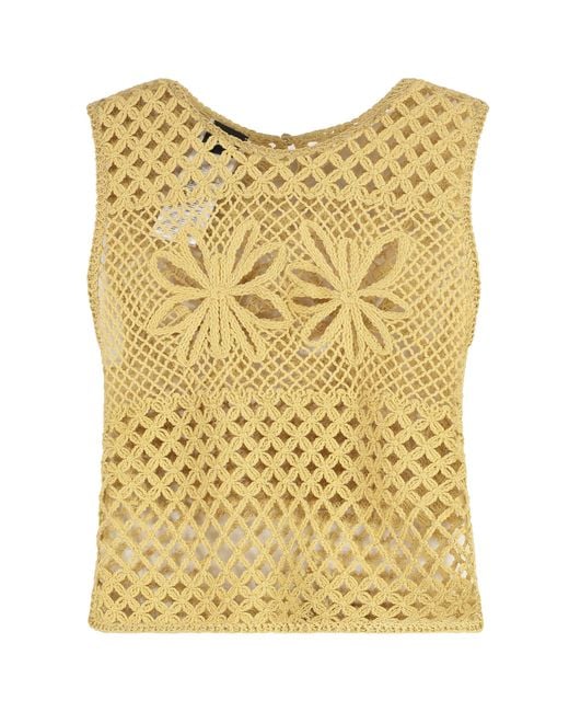Pinko Yellow Gonzano Sleeveless Top Viscose Tops