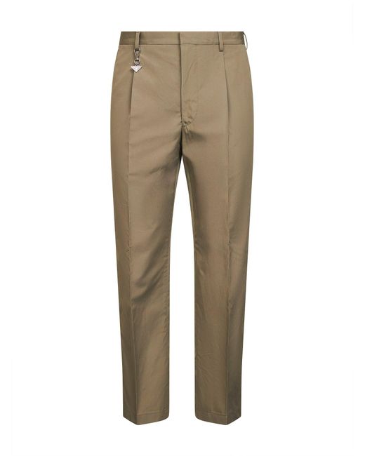 Prada Clay Cotton Trousers With Key Ring Natural (Veg) for men