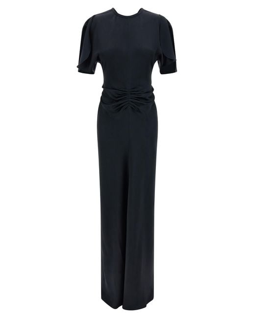 Victoria Beckham Blue Gathered Waist Dress
