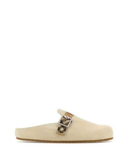 Burberry White Sand Suede Slippers for men