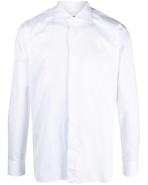 Tagliatore White Cutaway-collar Cotton Shirt for men