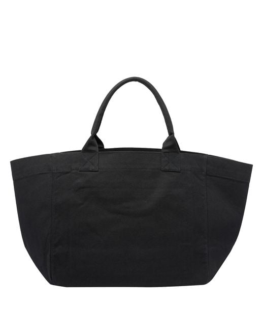 Ganni Black Xxl Banana Print Logo Shopper Bag