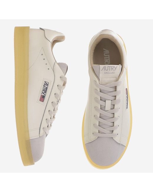 Autry White Low-Top Leather Sneakers With Padded Heel And Panel Design for men