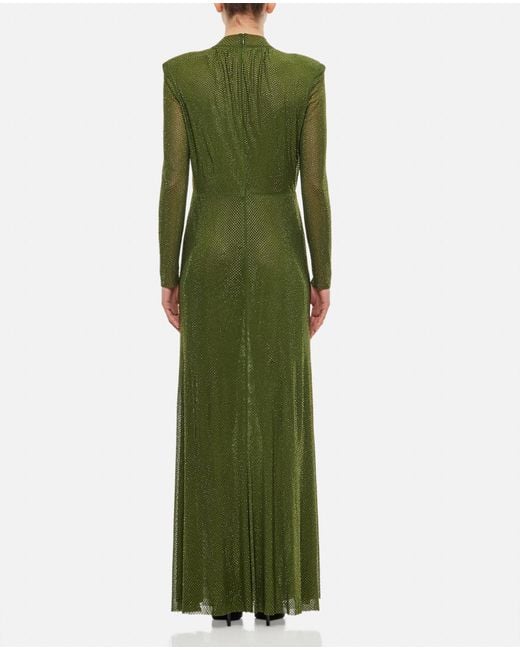 self portrait olive green rhinestone maxi dress self-portrait - Olive Rhinestone Mesh Midi Dress