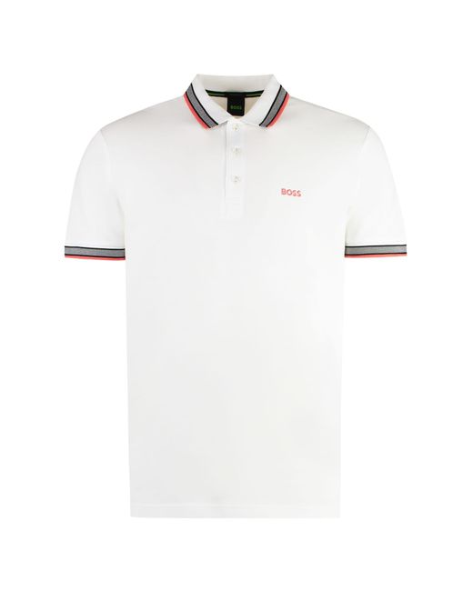 Boss White Cotton-Piqué Polo Shirt for men