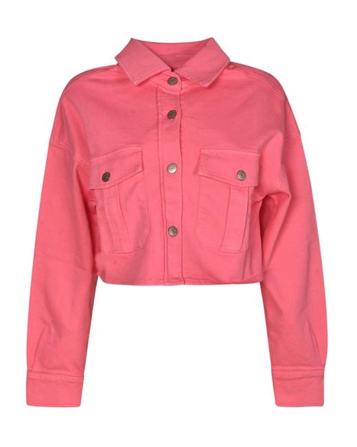 P.A.R.O.S.H. Pink Cropped Denim Jacket
