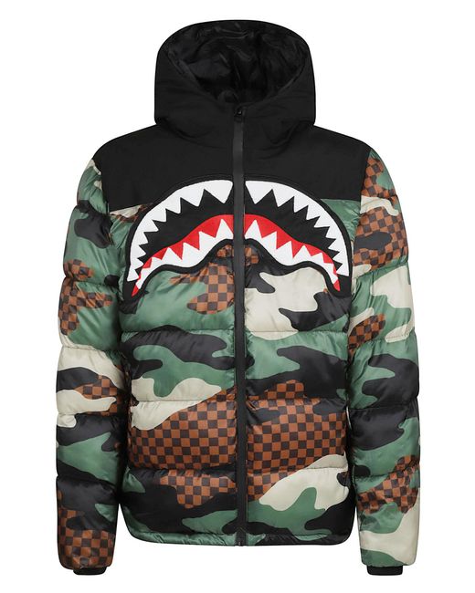 Sprayground Gray Camo Print Padded Jacket for men