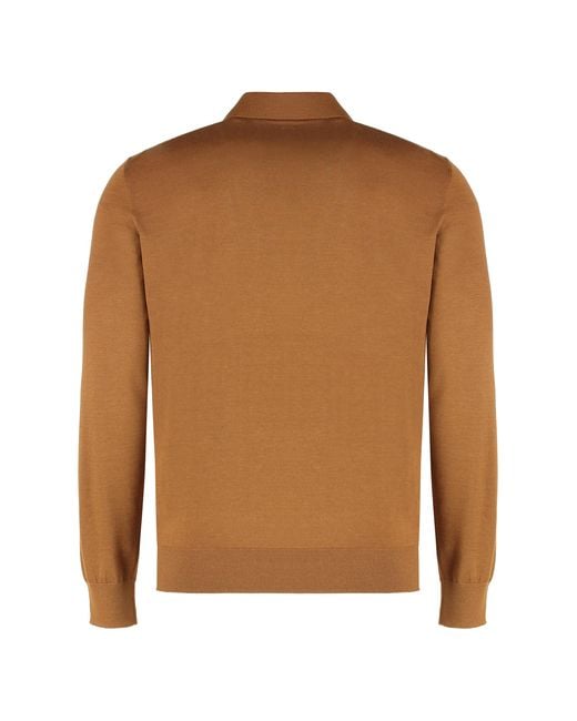 Zegna Brown Polo Shirt Silk-Cashmere for men