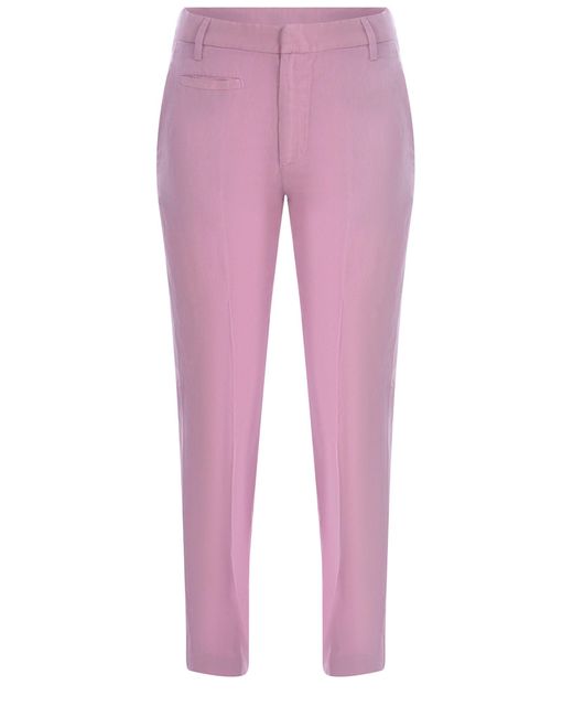Dondup Pink Trousers Ariel 27Inches Made Of Linen Blend