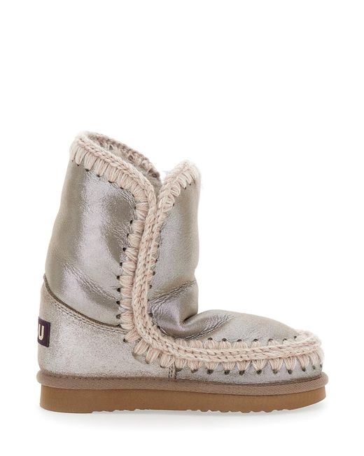 Mou Gray Ankle Boots Patent Suede Sheep