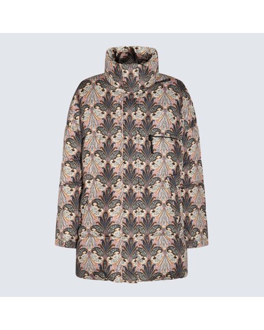 Etro Brown And Paisley Medallion Print Down Jacket