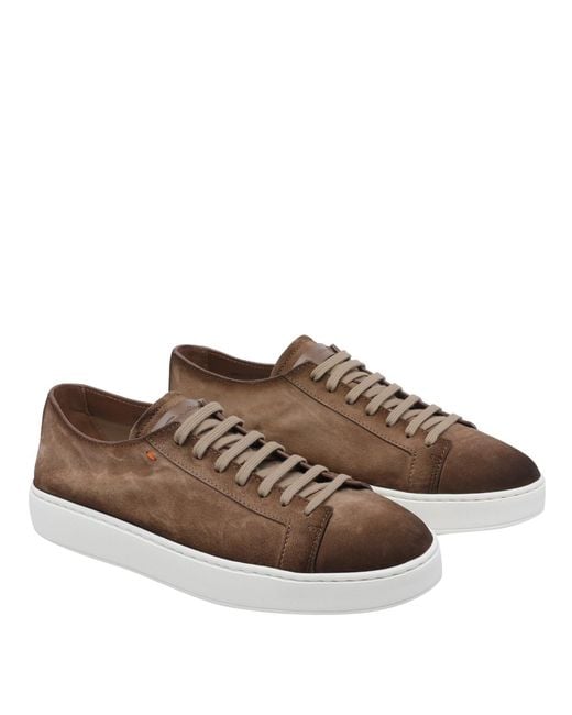 Santoni White Sneakers Calf Leather/Rubber Sole for men
