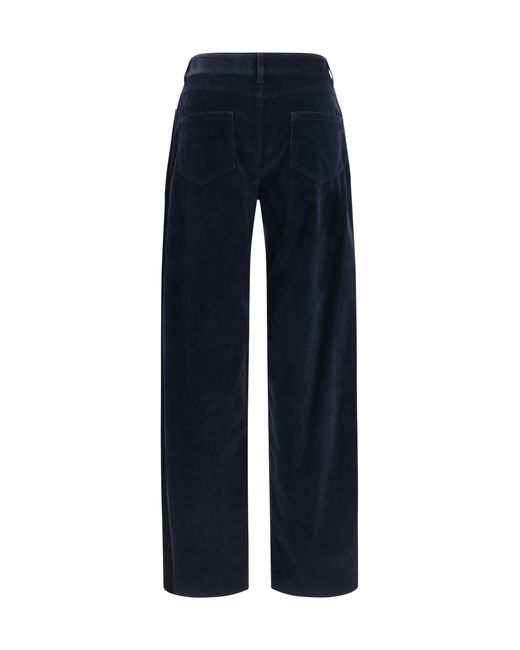Max Mara Blue Corduroy Velvet Palazzo Pants Cotton; Elastane
