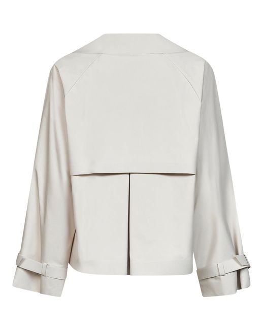 Weekend by Maxmara White Short Trench Coat Wkdboero Polyester Bomber Jackets
