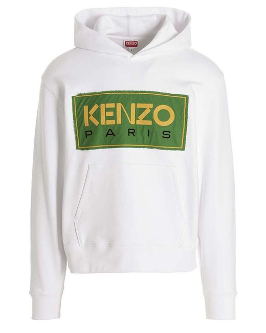 KENZO Green Logo Embroidery Hoodie for men