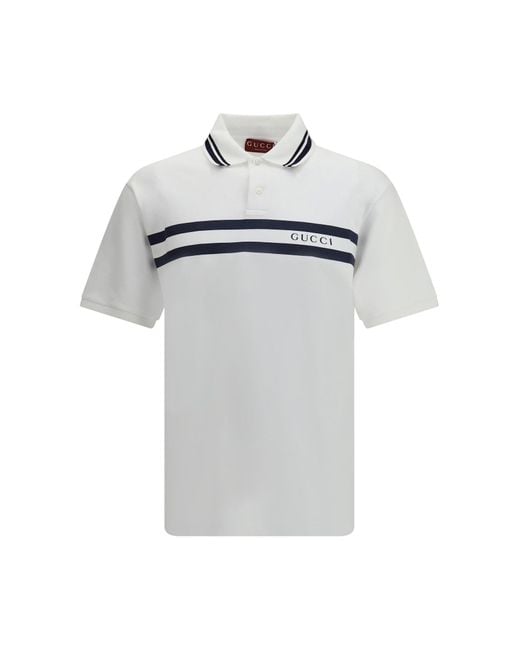 Gucci White Cotton Polo Shirt for men