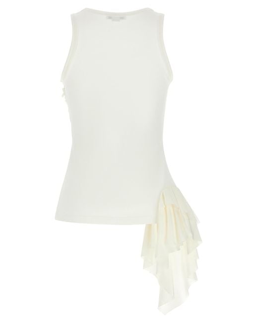 McQueen White Silk Ruffle Tank Top