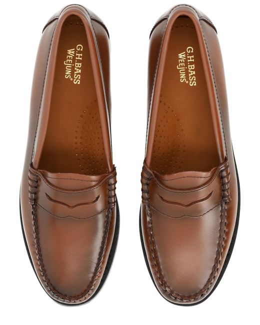 G.H.BASS Brown Moccasin Weejun Penny Cow Leather Loafers