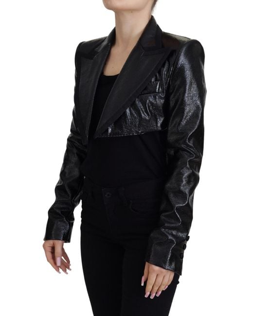 Dolce & Gabbana Black Elegant Cropped Designer Jacket