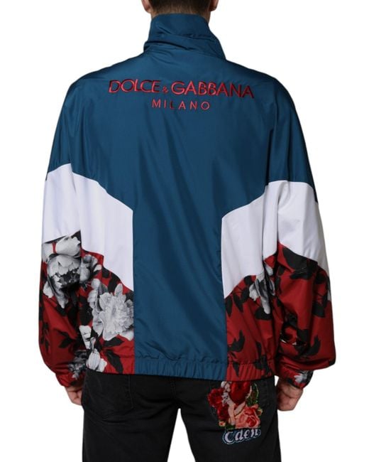Dolce & Gabbana Blue Polyester Full Zip Jacket Nylon Clothing for men