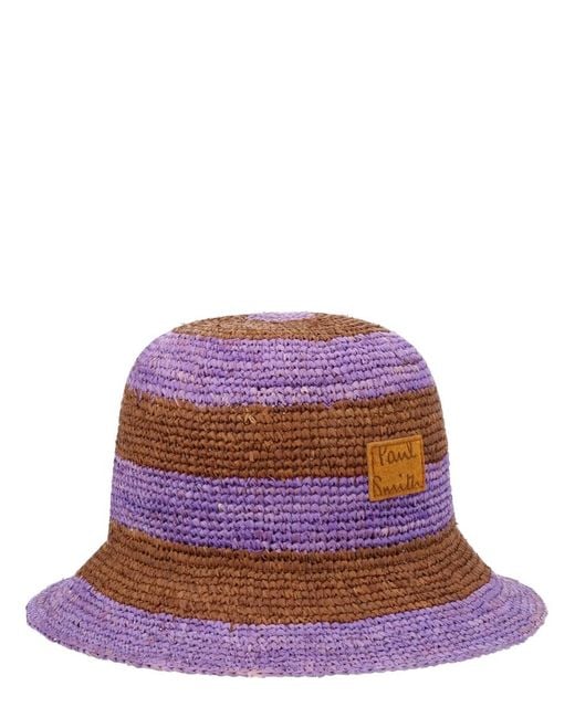 Paul Smith Purple Hat With Logo Patch — Raffia