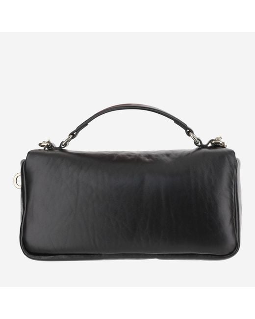 Gucci Black Padded Leather Handbag With Double G Emblem Handbags