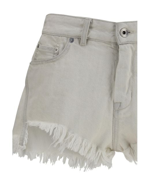 Rick Owens Gray Shorts Temple Bias Cutoffs Denim Cotton Bermuda