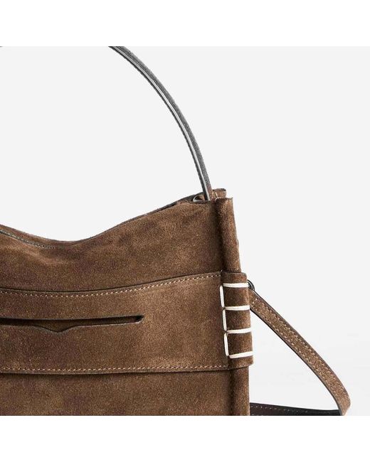 J.W. Anderson Brown Small Suede Loafer Bag Shoulder