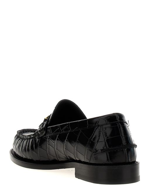 Versace Black Leather Loafers, for men