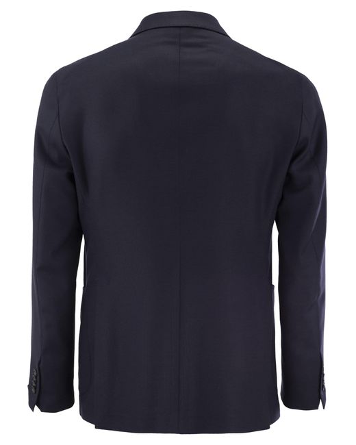 Tagliatore Blue Double-Breasted Cashmere Jacket for men