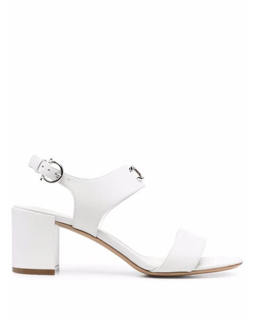 Ferragamo White Gancini Logo-Plaque Sandals