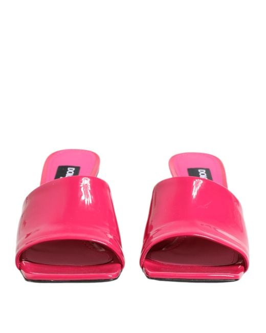 Dolce & Gabbana Pink Open Toe Block Heel Mules Sandals Shoes Calf Leather