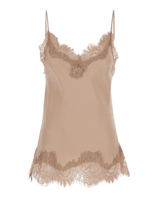 Gold Hawk Natural Coco Camie Top With Tonal Lace Trim
