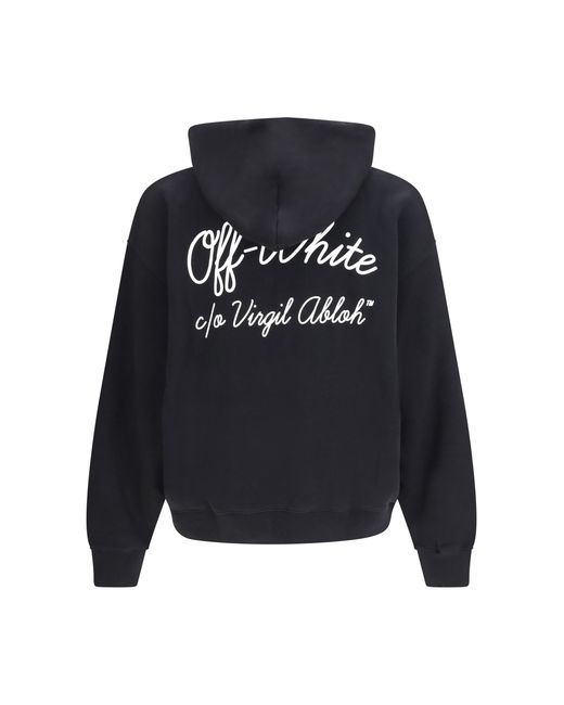 Off-White c/o Virgil Abloh Blue Script Skate Hoodie Cotton Sweatshirts for men