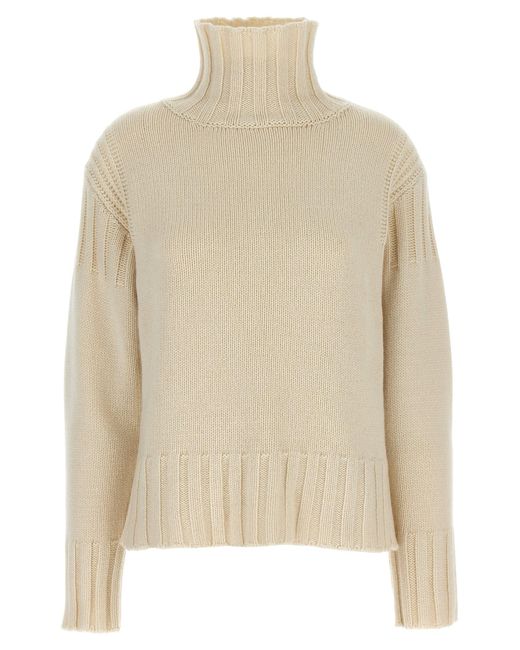 Jil Sander Natural Ribbed Detail Sweater