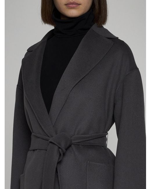Max Mara Black Nina Belted Wool Coat