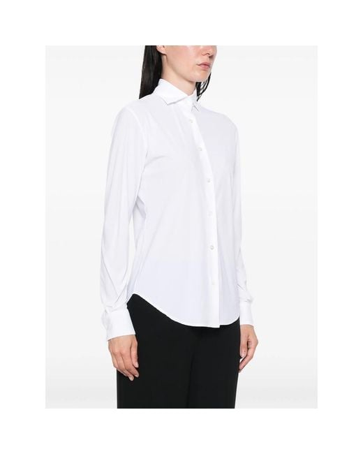 Mazzarelli White Long-Sleeved Shirt Polyamide
