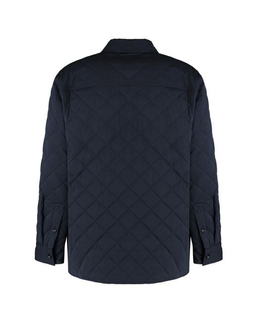 Bottega Veneta Blue Quilted Cotton Overshirt Shirt for men