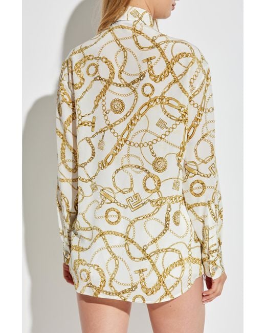 Balmain White Silk Shirt With Print