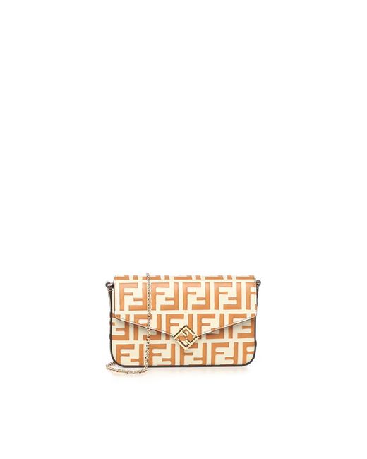 Fendi Metallic Ff Diamonds Chain Wallet