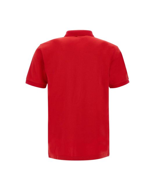 Sun 68 Red Solid Pique Cotton Polo Shirt for men