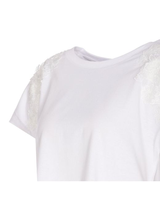 Twin Set White T-Shirt With Lace Details