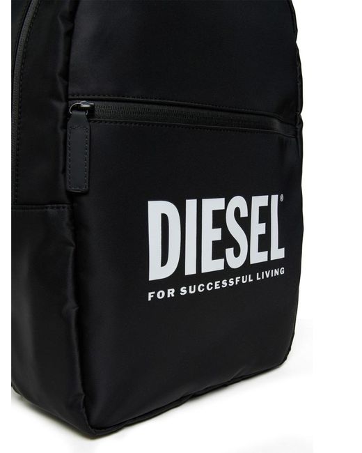 DIESEL Black Backpack With Logo Nylon + Contrast Polyester Backpacks for men