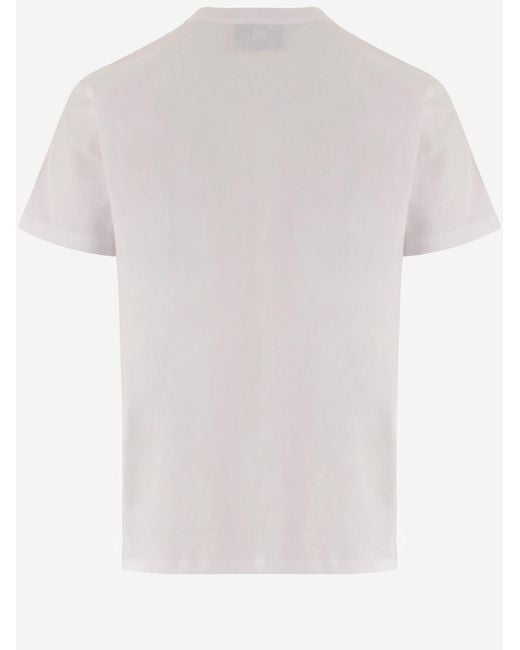 AMI White Cotton T-Shirt With Embroidered Logo T-Shirts for men